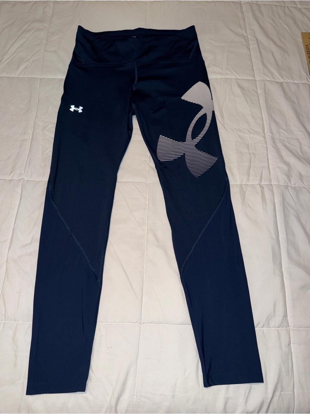 Under Armour Blue Leggings with White Logo Accent